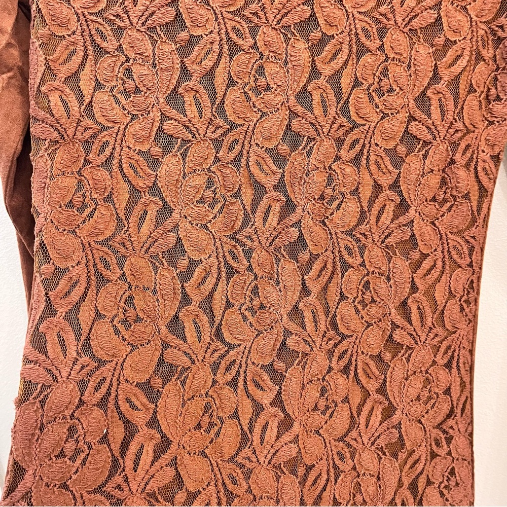 Cowgirl Hardware Top Womens S Brown Faux Suede Mixed Media Beaded Western - Picture 4 of 6